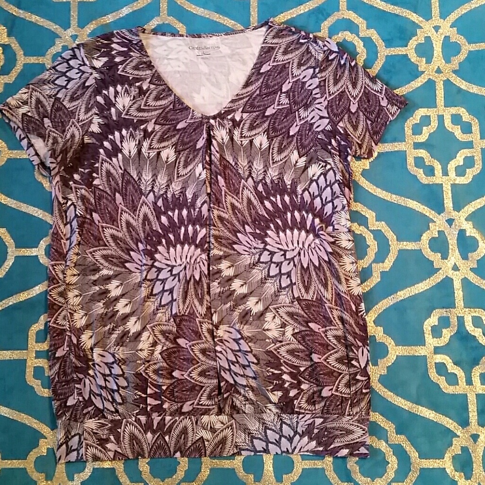 Croft & Barrow Feather Pattern T Shirt